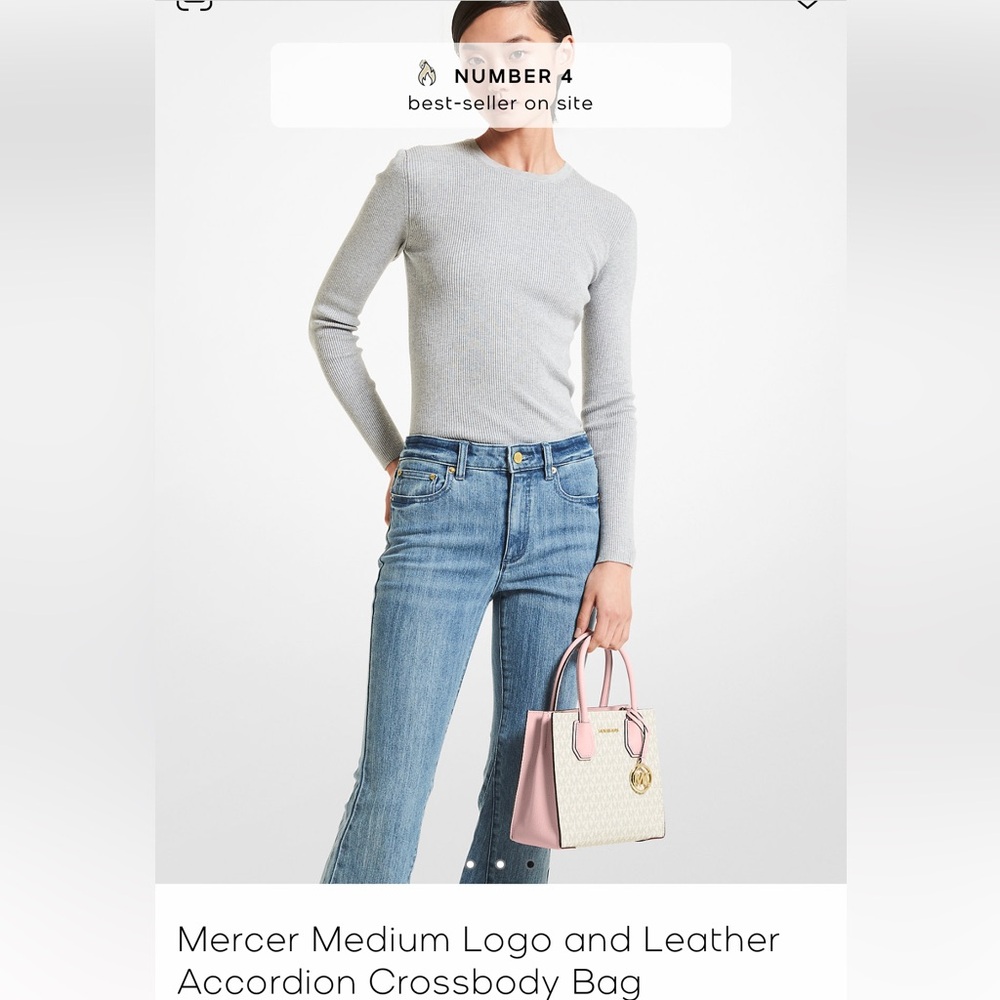 [SOLD] Michael Kors Mercer Medium Logo and Leather Accordion Crossbody Bag